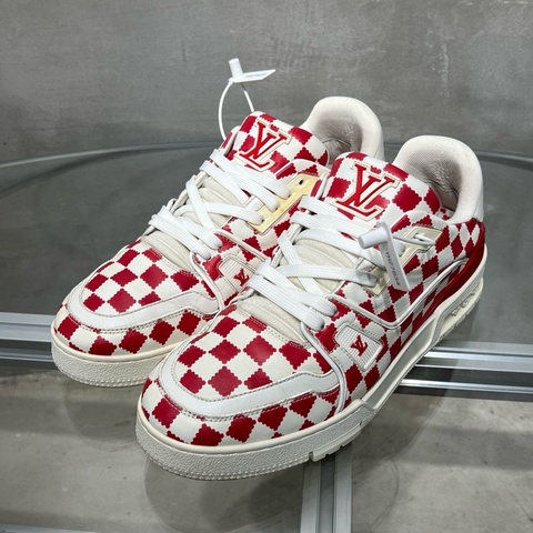 路易威登/Louis Vuitton LV Trainer Nigo 聯名款 白紅棋盤格 尺碼/UK8 42碼