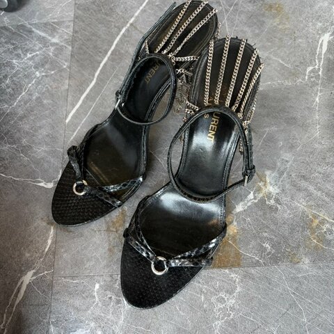 YSL 蛇皮造型跟鞋 36.5 黑色