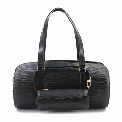 Louis Vuitton Epi Soufflot 手提包，皮革，黑色 (M52222)，金色五金配件。