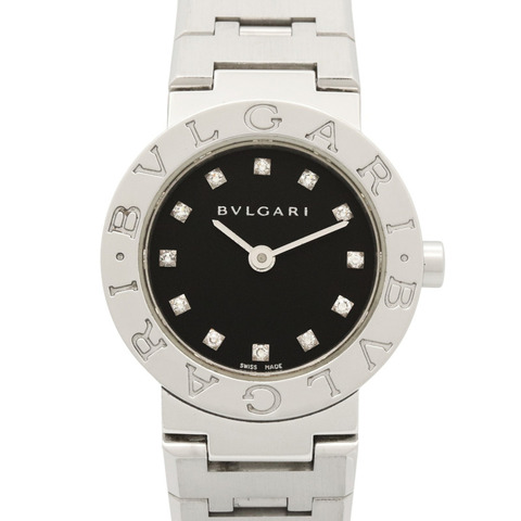 寶格麗 (BVLGARI) 12鑽女錶，不鏽鋼錶殼，黑色，型號BB23SS