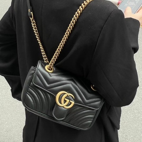 99新🖤#Gucci #marmont #馬蒙中號黑金 #購證塵袋