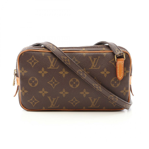 路易威登 Marly Bandouliere Monogram 肩背包 M51828 PVC 塗層帆布皮革棕色二手女士