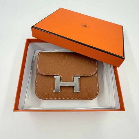 HERMES -  37GolD Epsom銀釦mini康康短夾