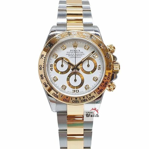 【大眾名錶】ROLEX 勞力士116503 Daytona 2016/11全配件 市場罕見半金迪通拿 白色8鑽面盤 大眾名錶B1480