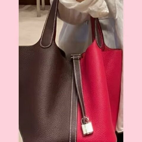 Hermes 拼色菜籃子picotin18 TC皮 馬鞍紅拼覆盆子紅 銀扣 18*18*14 99新配件塵袋 鑰匙*2鎖