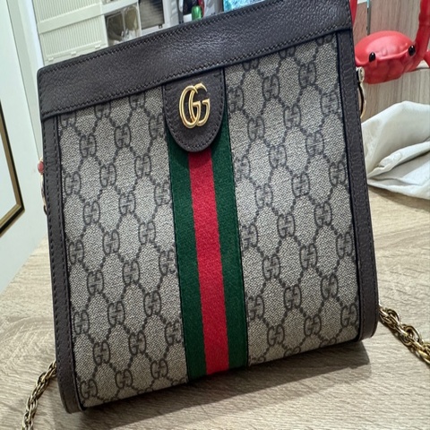 Gucci Ophidia GG 金鍊 復古磁吸斜背包7.5-8成新