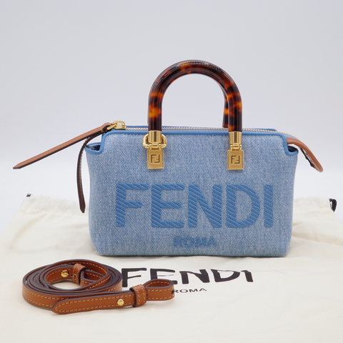 （近新閒置♥️未使用）Fendi 芬迪 丹寧牛仔 Nano 亞克力玳瑁色手柄 手提包 斜挎包