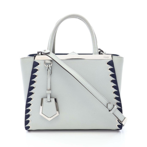 FENDI ETITE 2JOURS 斜挎肩包 8BH258 皮革 灰色 海軍藍 二手