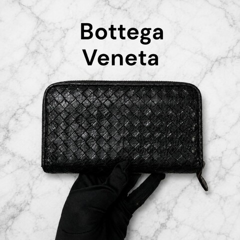 ㊣✨ Bottega Veneta ✨寶緹嘉 BV 稀有 黑色 蟒蛇皮 編織 拉鍊 ㄇ字 長夾 皮夾 錢包/二手皮夾/二手精品/保證正品🌳二手樹屋🌳