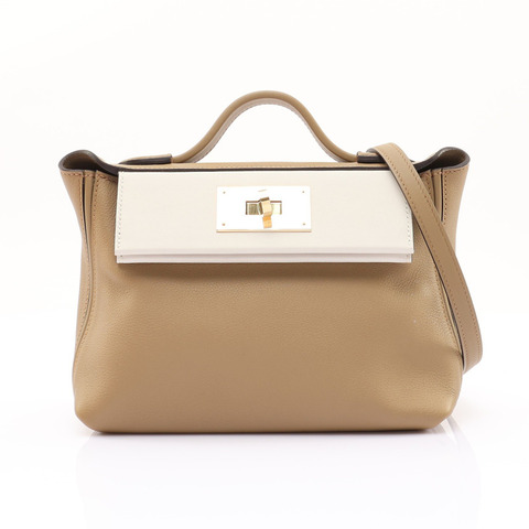 24/24 Mini Evercolor/Swift牛皮 馬爾法米色 金釦 K刻 兩用包【HERMES 愛馬仕】 H085157CP