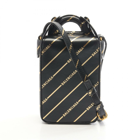 BALENCIAGA Box 單肩斜背包 643853 皮革 黑色 金色 二手 女士