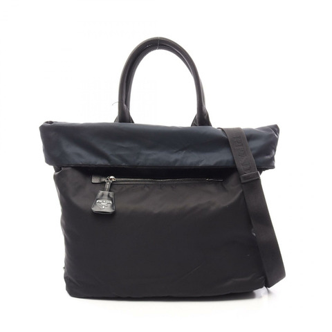 PRADA TESSUTO DOUBLE 雙面可翻轉手提包 BR4490 尼龍 黑色 海軍藍 二手 女款