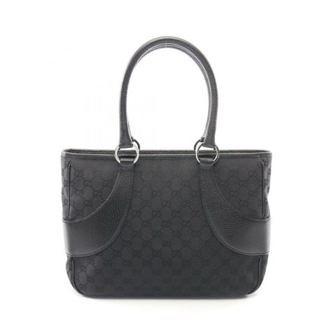 GUCCI GG帆布手提包 113011 帆布皮革黑色二手女款
