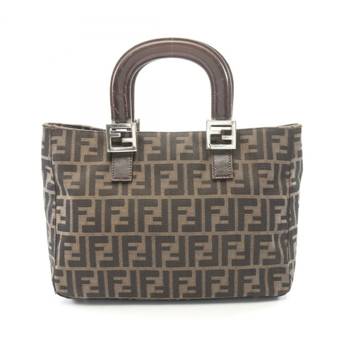 FENDI Zucca 手袋帆布皮革棕色二手女式