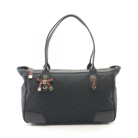 GUCCI Princess GG帆布Sherry系列手提包177052，黑色，二手女款