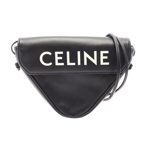 CELINE 黑色皮革三角肩斜背包（二手女款）