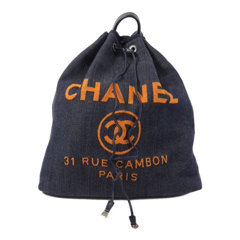 CHANEL 帆布Deauville Backpack鏈帶背包