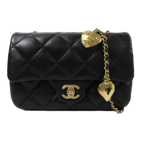 CHANEL 羊皮皮革CoCo Heart Flap鏈帶肩背袋
