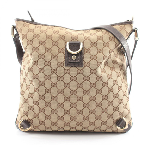 GUCCI Abbey GG帆布單肩包 131326 帆布皮革 米色棕色 二手 女士