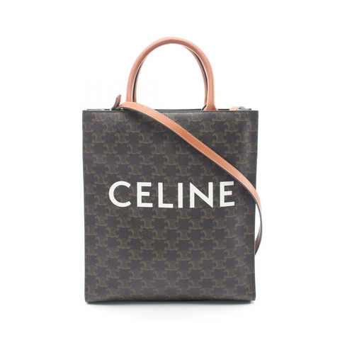 CELINE 小號筆電 Cabas Triomphe 2WAY 手袋 191542 帆布皮革 黑色