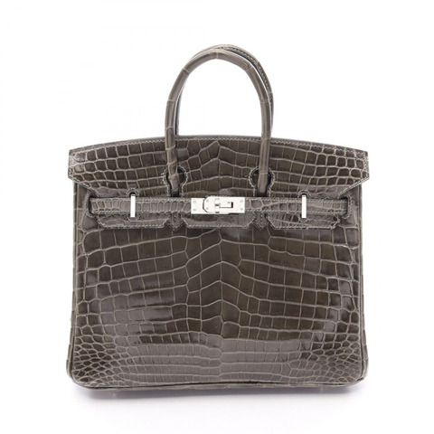 愛馬仕 Birkin 25 Griffonce 手提包，尼羅鱷魚皮，灰色，二手女款