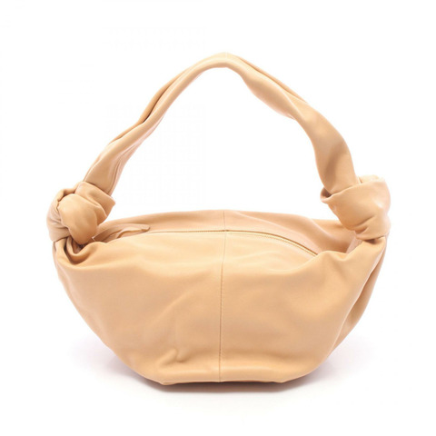 BOTTEGA VENETA 雙結頂部手把手提包 629635 皮革 米色 二手 女士