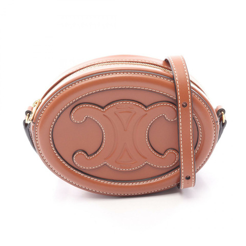 CELINE Triomphe 橢圓形手提包 Cuir 皮革斜背包單肩包 10I703DPQ 棕色