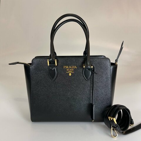 PRADA 1BA113 黑金兩用包
