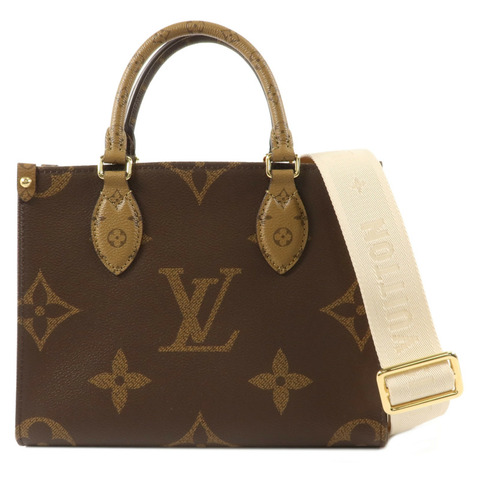 LOUIS VUITTON Monogram Giant OnTheGo PM金扣手挽肩背兩用袋棕色