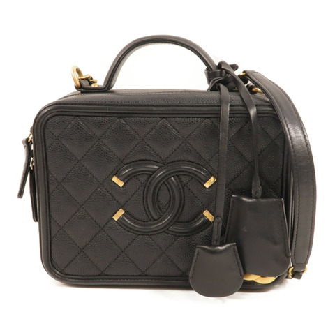CHANEL 牛皮皮革Filigree Vanity Case手挽肩背兩用袋