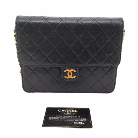 Chanel香奈兒黑金菱格紋Clogo鏈條包