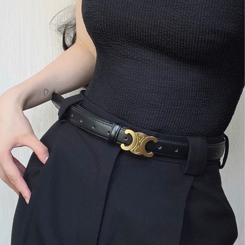 celine belt celine 皮帶 黑金 2.5 75cm