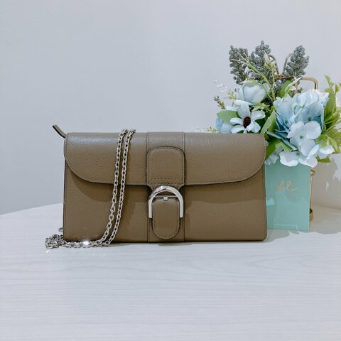 TK2115	Delvaux Brillant Long Wallet Chain In Rodeo Calfskin Grey X PHW