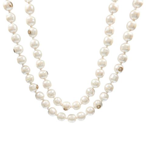GUCCI PVC/Metal Faux Pearl Ribbon Necklace項鏈