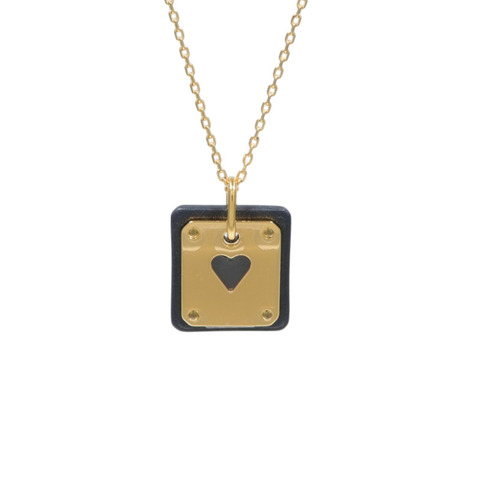 HERMES Swift皮革/金屬As Coeur Necklace項鏈
