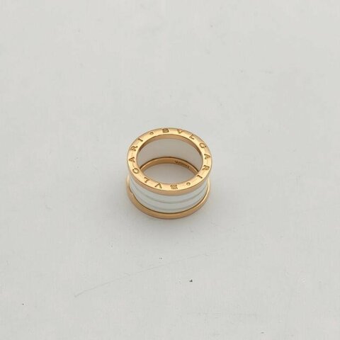 BVLGARI B.ZERO1彈簧戒指四圈18K玫瑰金/白陶瓷55