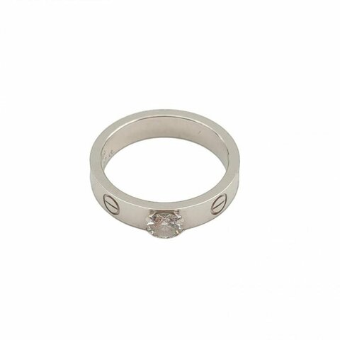 CARTIER LOVE單鑽窄版戒指18K白金/鑽石49