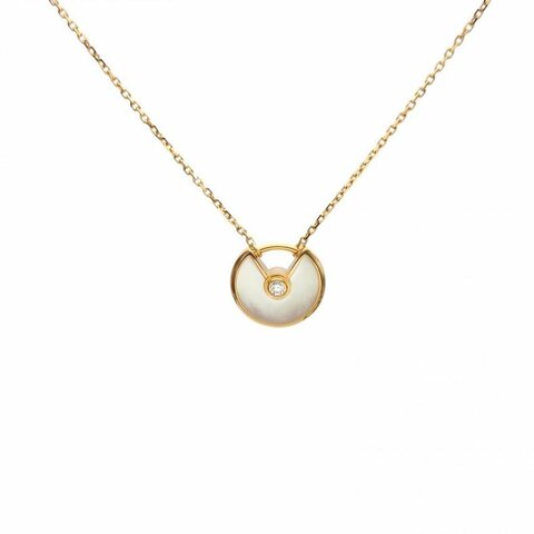 CARTIER AMULETTE護s符白母貝項鏈超小號18K黃金/鑽石/白貝母