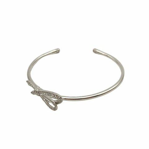 TIFFANY&CO TiffanyBow蝴蝶結滿鑽手鐲小號18K白金/鑽石15號