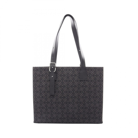 LOEWE Buckle Horizontal Anagram 手提單肩包，帆布皮革，黑色/灰色，二手