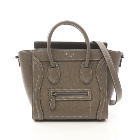 CELINE Luggage Nano Shopper 2WAY 單肩手提包，米色皮革，二手女款