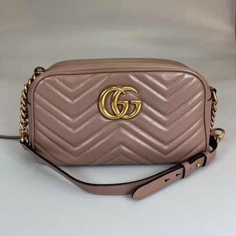 GUCCI 447632藕粉Marmont相機包 24CM