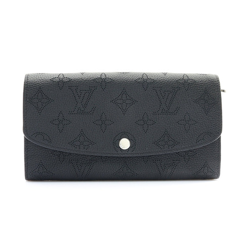 LOUIS VUITTON LV 路易威登 Portefeuille Iris 扣式 二折長夾 黑色 原花壓紋牛皮 M60143