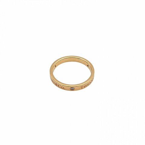 TIFFANY&CO Tiffany&Co.三鑽戒指窄版18K玫瑰金/鑽石56