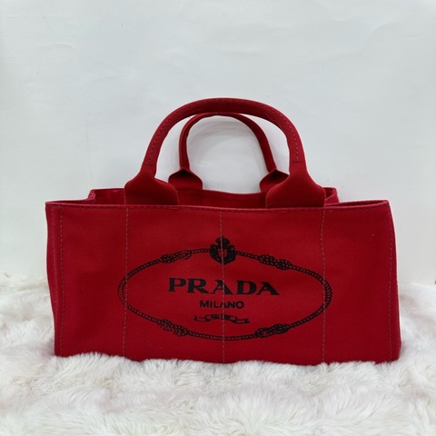 Prada普拉達 紅色沙灘包手提腋下斜挎