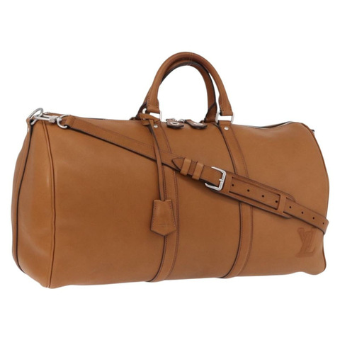 路易威登 Keepall Bandouliere 50 旅行包，棕色/銀色皮革，貨號 M21346，正品，ka5427SM