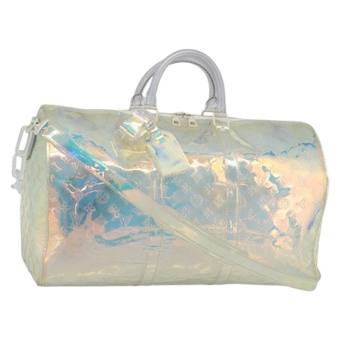 路易威登 Monogram Prism Keepall Bandouliere 50 透明旅行包 M53271 LV Auth ka5430M