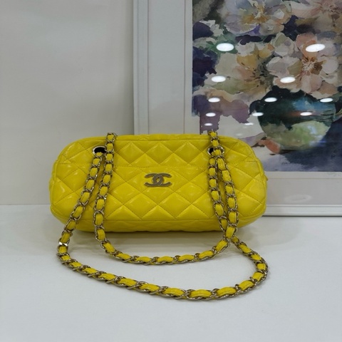 CHANEL/香奈兒手提單肩相機包 香奈兒相機包 檸檬黃色 15開 無卡