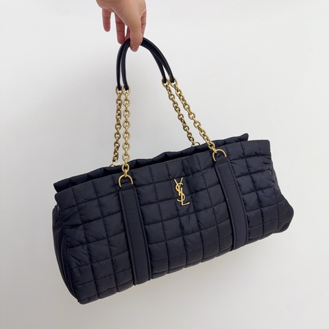 YSL 聖羅蘭 黑金 波士頓 尼龍單肩包
