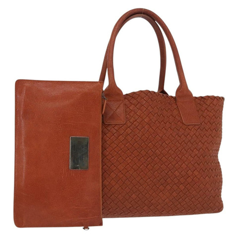 BOTTEGA VENETA INTRECCIATO Cabas PM 手提包 皮革 棕色 141498 正品 191828V